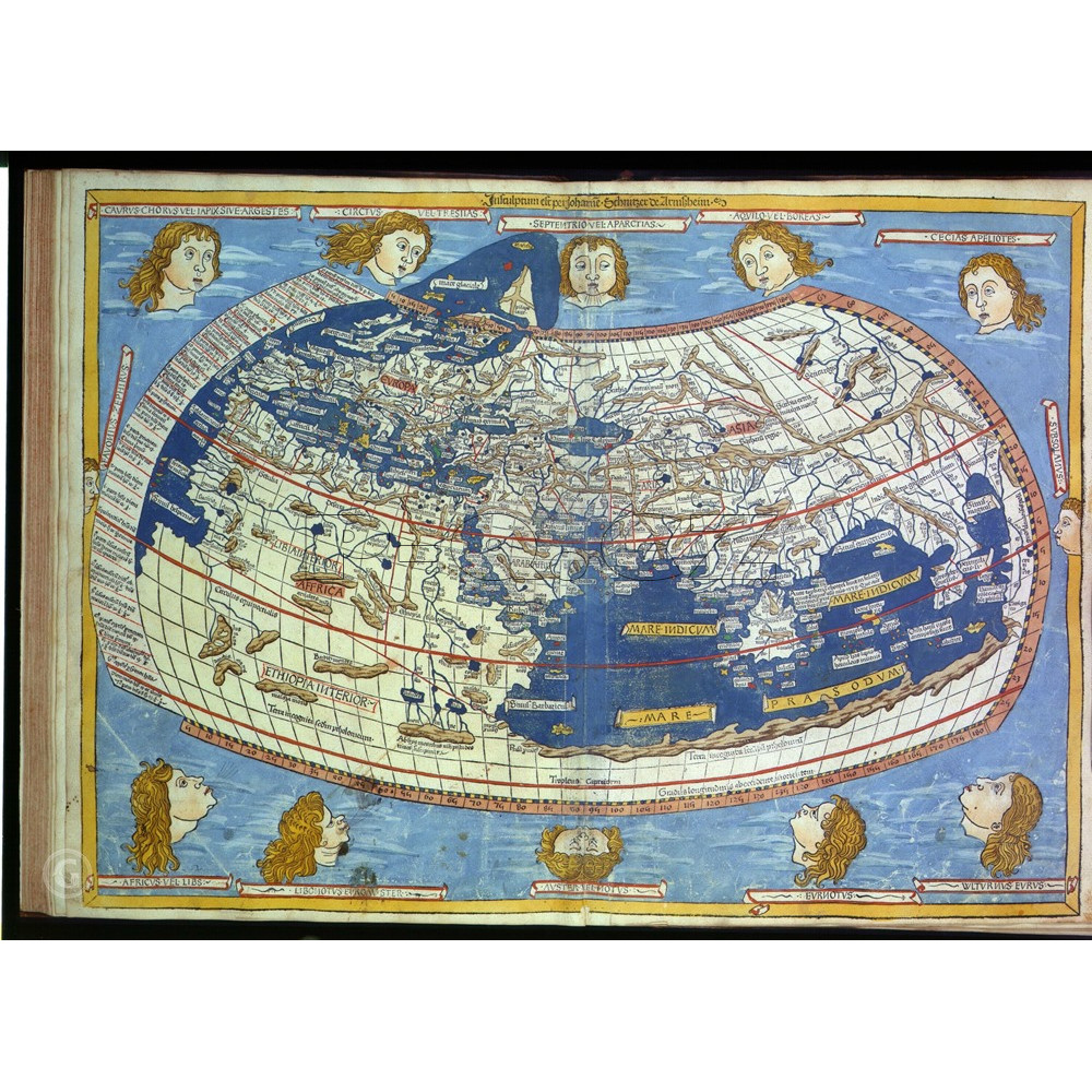 SÁLAVÝ INFRAČERVENÝ TOPNÝ PANEL – OBRAZ: SVĚTOVÁ MAPA PTOLEMAIOS 1482 Rozměr:800x600x1mm Příkon:500w